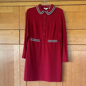 Boden Red Dress with Navy and White Accents